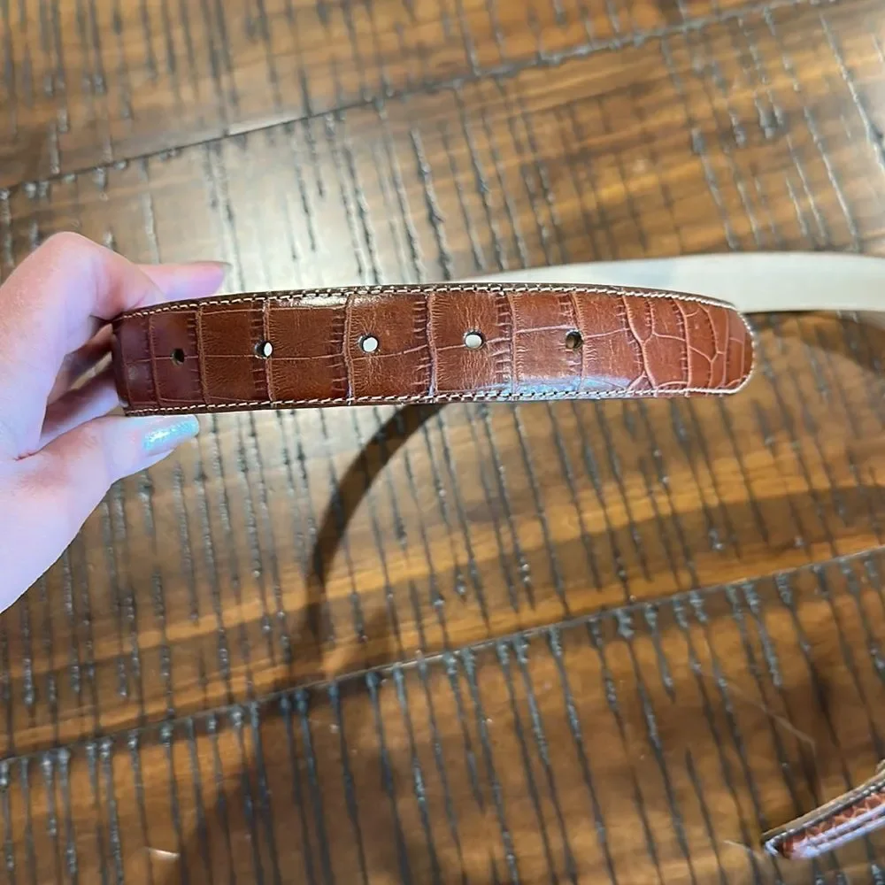 Brighton Brown Croc-Embossed Leather Belt
